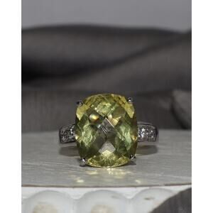 Lemon Quartz Sterling Silver Ring 8.60G / Sz 7